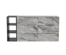 Load image into Gallery viewer, Faux Marble And Black Wood Six Drawer Double Dresser - Gray
