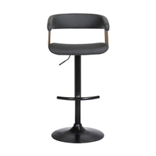Load image into Gallery viewer, Faux Leather And Metal Swivel Adjustable Height Bar Chair - Black