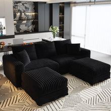 Load image into Gallery viewer, Convertible Deep Seat Sofa With Soft Pillows And Ottomans