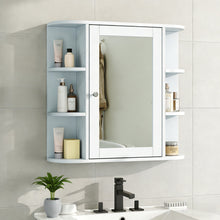 Load image into Gallery viewer, Bathroom Wall Storage Cabinet With Mirror And Adjustable Shelf, 6 Open Shelves