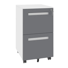 Load image into Gallery viewer, 2-Drawer Mobile File Cabinet With Lock,On 360° Wheels, Holds A4/Letter/Legal Files - White