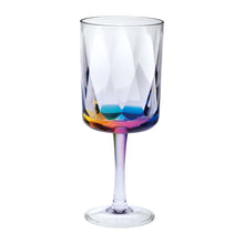 Load image into Gallery viewer, Leadingware Rainbow Diamond Plastic Wine Glasses (Set of 4), Unbreakable Bpa Free Acrylic, 16Oz - Clear