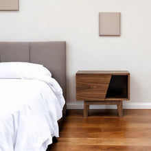 Load image into Gallery viewer, Mid Century Nightstand With One Drawer And One Shelf - Walnut Light Brown