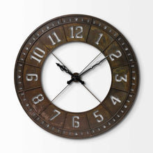 Load image into Gallery viewer, Round Industrial Wall Clock - Brown