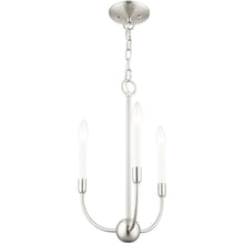 Load image into Gallery viewer, 19" Three Light Metal Dimmable Chandelier With Shades - Nickel