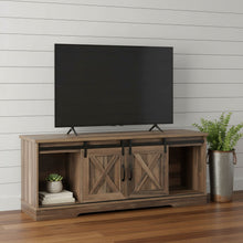 Load image into Gallery viewer, 59" Cabinet Enclosed Storage TV Stand - Brown