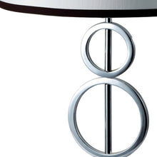 Load image into Gallery viewer, Metal Bedside Geo Table Lamp With White And Black Trim Classic Drum Shade - Silver
