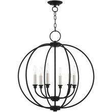 Load image into Gallery viewer, 26" Six Light Dimmable Chandelier With Shades - Black