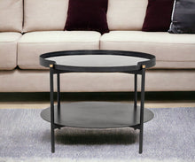 Load image into Gallery viewer, Modern Marble Painted Round Metal Coffee Table - Black