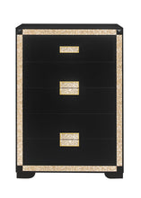 Load image into Gallery viewer, 48" Faux Crystal Bling Wood Six Drawer Dresser - Black And Gold