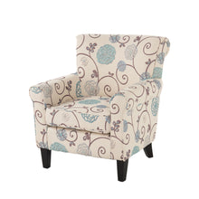 Load image into Gallery viewer, Upholstered Chair With Floral Pattern Design And Solid Wood Legs - Multi Color