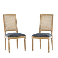 Load image into Gallery viewer, French Country Dining Chair With Rectangular Cane Backrest And Smooth Upholstered Seating
