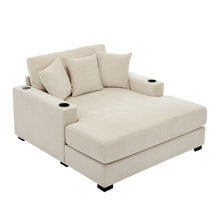 Load image into Gallery viewer, Oversized Chaise Lounger Modern Style Sofa Couch, With Pillows, Charge Station & Cup Holders