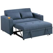 Load image into Gallery viewer, Modern Style Convertible Sofa With Pull-Out Bed, USB Ports & Cup Holders