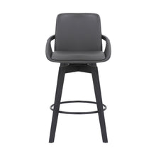 Load image into Gallery viewer, Faux Leather Low Back Bar Height Swivel Bar Chair - Gray And Black