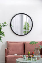 Load image into Gallery viewer, Circle Mirror With Metal Beaded Frame, Wall Mirror For Living Room Bedroom Entryway - Black
