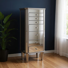 Load image into Gallery viewer, 18" Mirrored Writing Desk With Seven Drawers - Silver