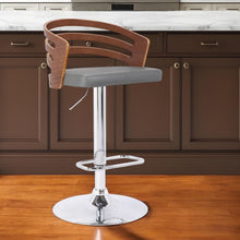 Load image into Gallery viewer, 44" Swivel Low Back Adjustable Height Bar Chair - Gray / Silver