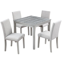 Load image into Gallery viewer, Dining Table Set With Crystal Decoration And Upholstered Chairs