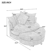 Load image into Gallery viewer, 360° Swivel Accent Barrel Chair With Storage Ottoman & 4 Pillows, Modern Leisure Chair Round Accent For Living Room