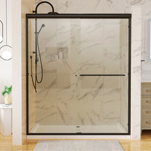 Load image into Gallery viewer, Traditional Sliding Shower Door With Clear Glass - Matte Black