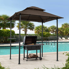 Load image into Gallery viewer, Outdoor Grill Gazebo With Double Tier Soft Top Canopy, Steel Frame, Bar Counters & Hook