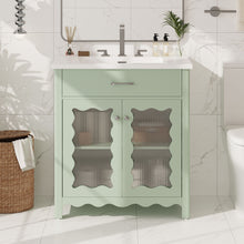 Load image into Gallery viewer, Modern Bathroom Vanity With Tempered Glass Doors