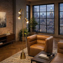 Load image into Gallery viewer, Lumina - Floor Lamp With Rotary Switch Triple Spots Cone Base - Gold
