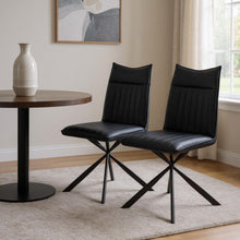 Load image into Gallery viewer, Tufted Upholstered Faux Leather Dining Parsons Chairs (Set of 2) - Black