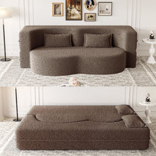 Load image into Gallery viewer, Modern Floor Sofa, With 2 Pillows, Convertible Teddy Fabric Foam Filled Bed
