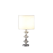 Load image into Gallery viewer, Crystal Geometric Table Lamp With White Classic Drum Shade - Silver