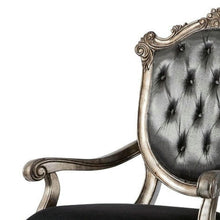 Load image into Gallery viewer, Tufted Fabric Solid Wood Open Back Dining Arm Chairs (Set of 2) - Dark Gray