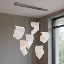 Load image into Gallery viewer, Six Light Metal LED Dimmable Chandelier With Shades - Silver / Clear