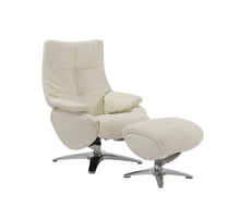 Load image into Gallery viewer, Tufted Genuine Leather Manual Swivel Recliner With Ottoman (730549) - White