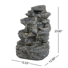 Load image into Gallery viewer, Concrete Rock Waterfall Fountain With LED Lights, Outdoor Garden Decor