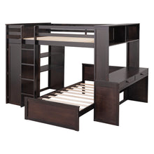 Load image into Gallery viewer, Loft Bed With A Twin Size Standalone Bed, Shelves, Desk, And Wardrobe