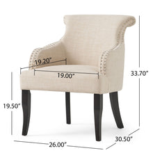 Load image into Gallery viewer, Upholstered Armchair With Rolled Back, Tapered Legs And Nailhead Trim - Light Beige