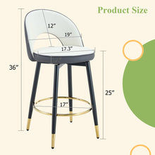 Load image into Gallery viewer, Upholstered Rotatable Bar Chair With Metal Legs For Dining Room
