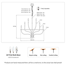 Load image into Gallery viewer, 24 Light Chandelier Industrial Iron Candle Chandelier Modern Suspended Farmhouse Chandeliers Pendant Light Fixtures For Dining Room Bedroom Living Room Kitchen Island Foyer E12 Bulb (No Include) - Black