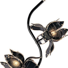 Load image into Gallery viewer, Four Light Floral Floor Lamp With Black And Gold Glass Shades - Black