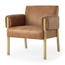 Load image into Gallery viewer, Faux Leather And Solid Wood Arm Chair - Brown