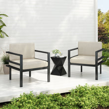 Load image into Gallery viewer, Modern 3 Piece Outdoor Patio Seating Set With Aluminum Frame And Weather Resistant Cushions - Beige / Gray