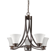 Load image into Gallery viewer, Candle Style Five Light Frosted Metal Dimmable Chandelier With Shades - Bronze / White