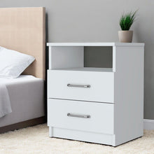 Load image into Gallery viewer, 20" Modern Wood Two Drawer Nightstand - White