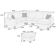 Load image into Gallery viewer, Left Arm Facing Loveseat With USB Port And Storage Sectional Set With Corner Wedge Armless Chair And Cocktail Ottoman - Fog