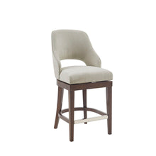 Load image into Gallery viewer, Counter Stool With Swivel Seat, Upholstery And Solid Wood Legs - Cream