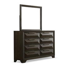 Load image into Gallery viewer, Dresser With Mirror Beveled Bracket Feet Handles 8 Drawers - Espresso