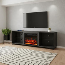 Load image into Gallery viewer, Wood Fireplace Entertainment Center With Fireplace (723796) - Black