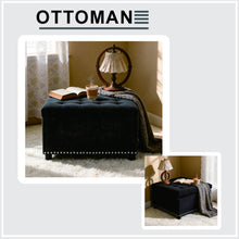 Load image into Gallery viewer, Square Tufted Storage Ottoman With Nailhead Trim