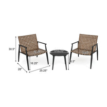 Load image into Gallery viewer, Outdoor Chat Set, 2 Chairs & Side Table - Black / Brown